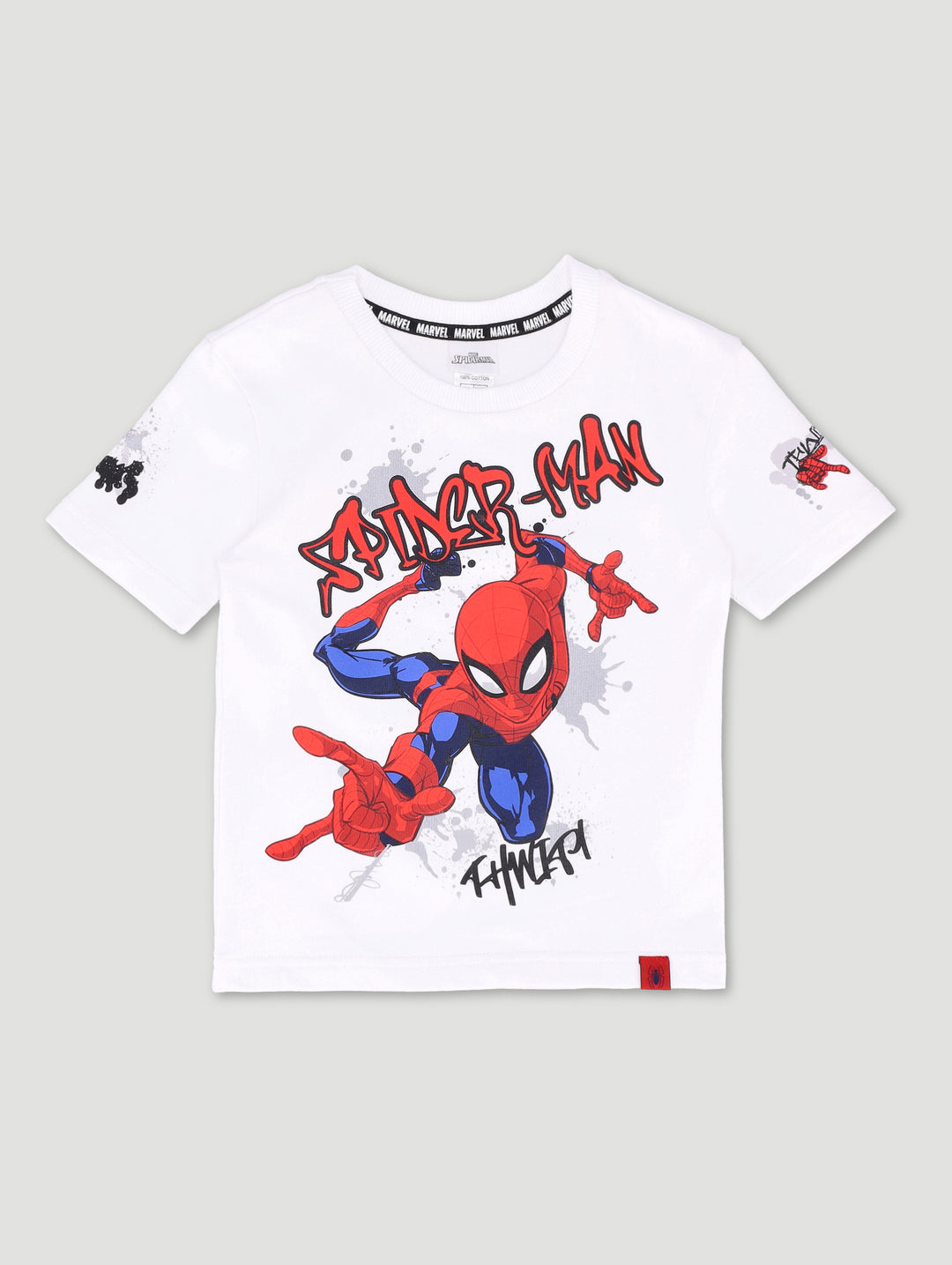 Pre-Boys Spiderman Graffiti Fleece Top - White