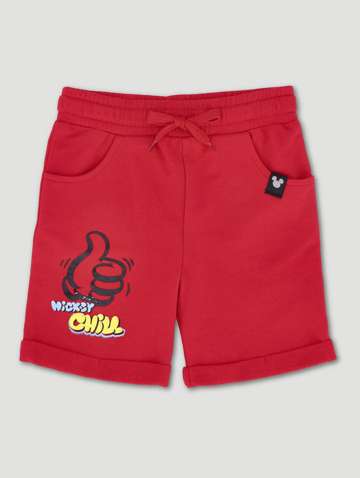 Pre-Boys Mickey Fleece Short - Red