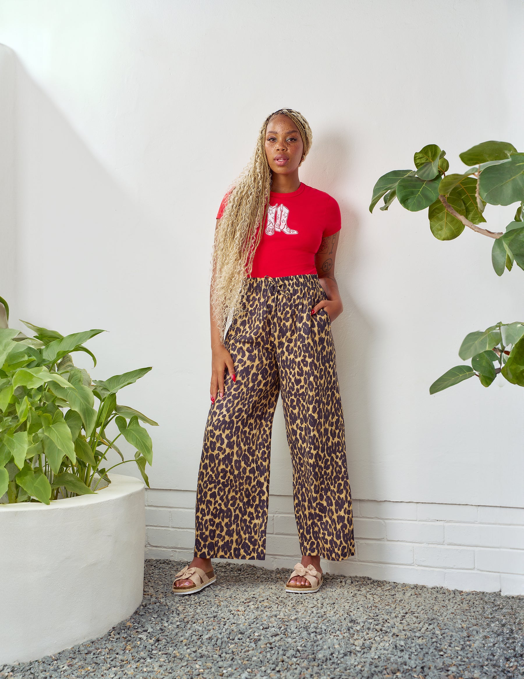 Sagier Leopard Print Pant Boots