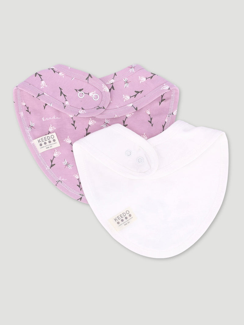 Keedo Baby Girls Lilac & White Floral 2 Pack Bib