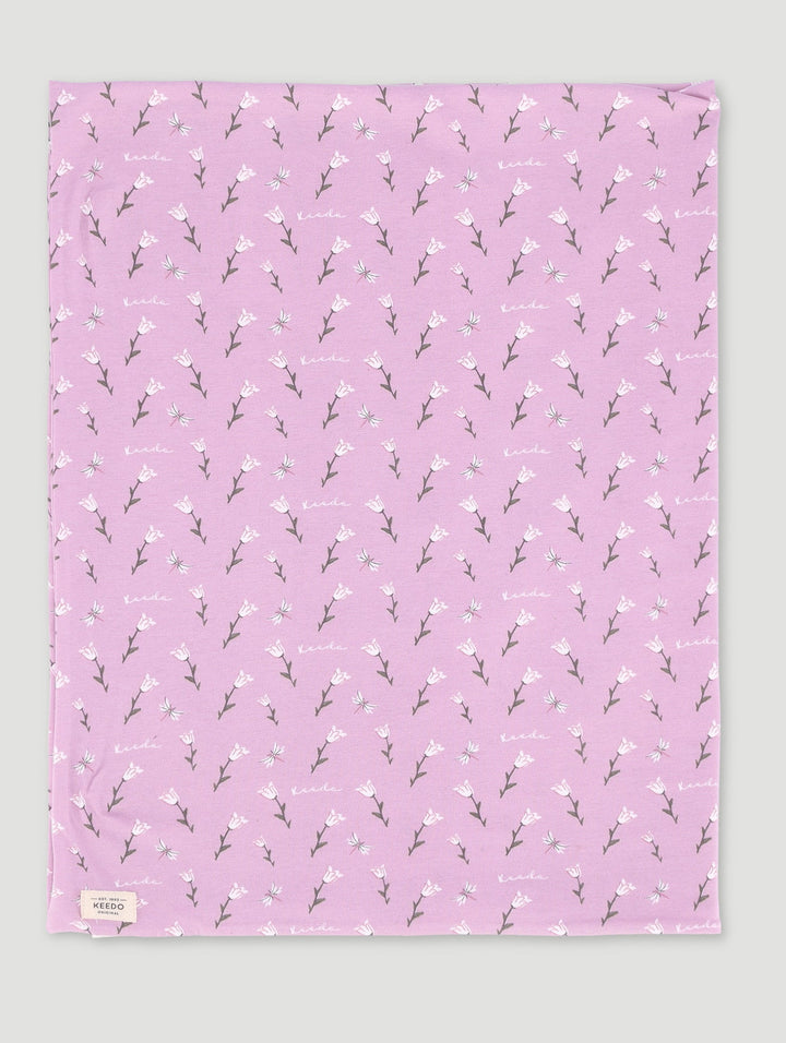 Keedo Lilac Flower Printed Cotton Lycra Blanket