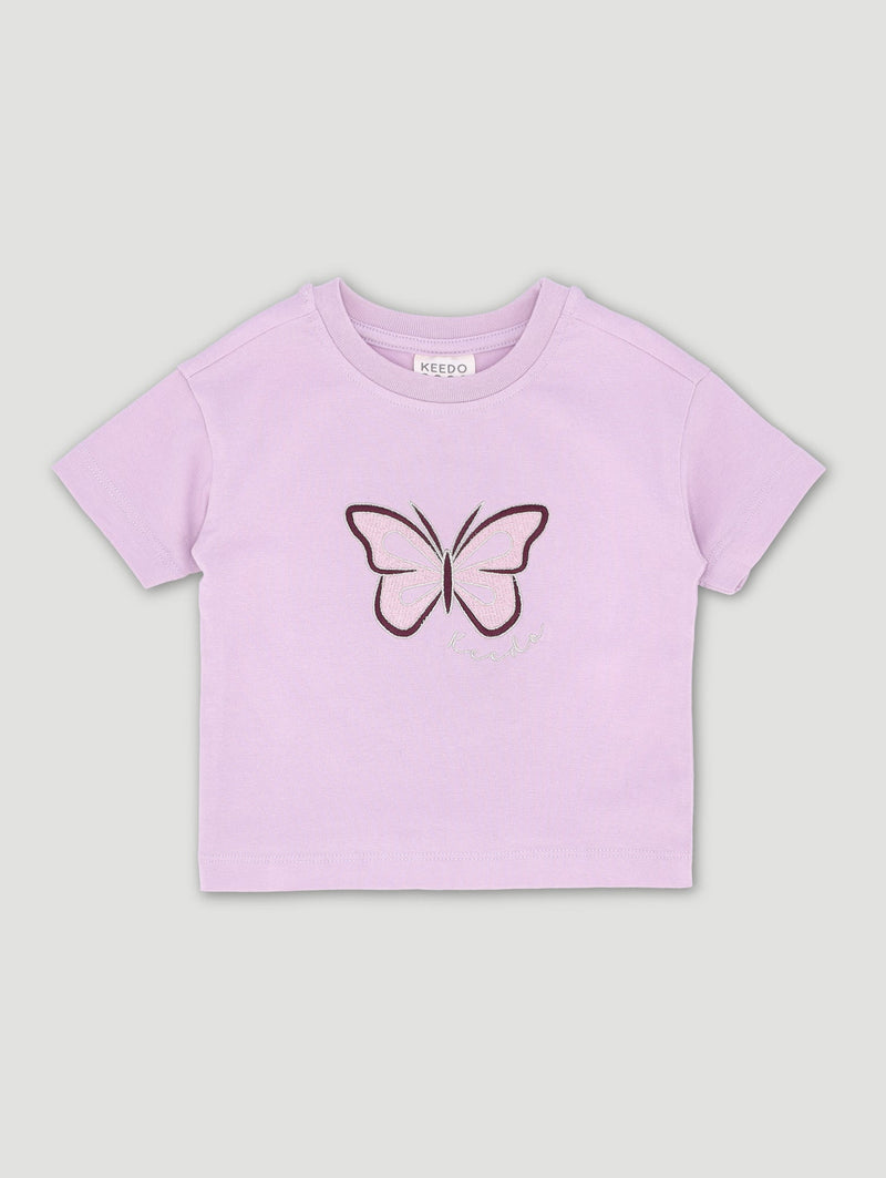 Keedo Girls Butterfly Short Sleeve Fashion Tee