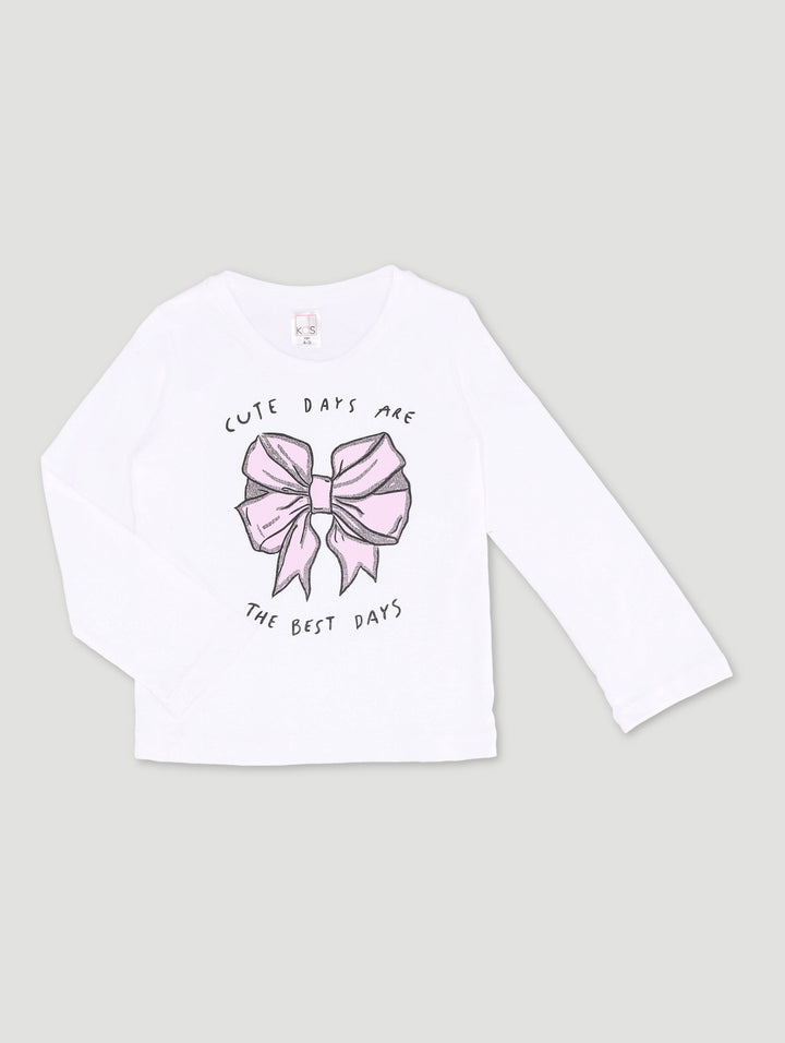 Pre-Girls Long Sleeve Tee - White