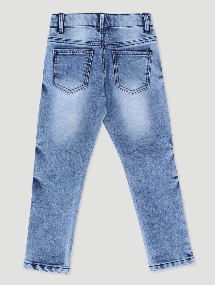 Pre-Boys Abrasion Acid Denim - Blue