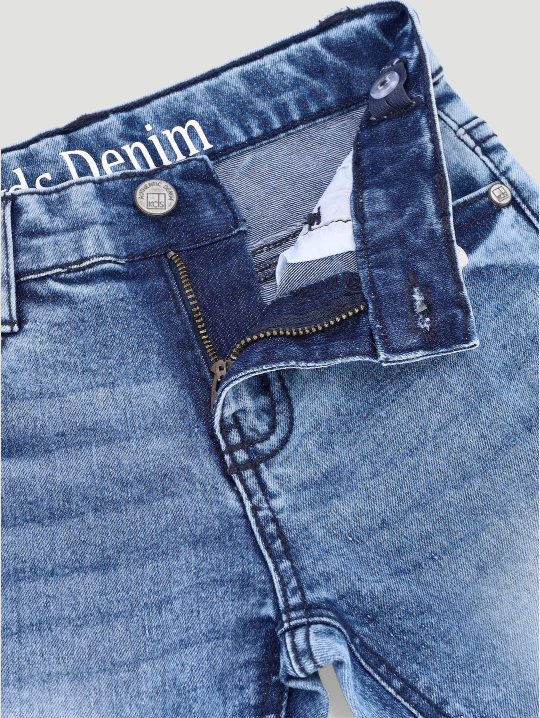 Pre-Boys Abrasion Acid Denim - Blue
