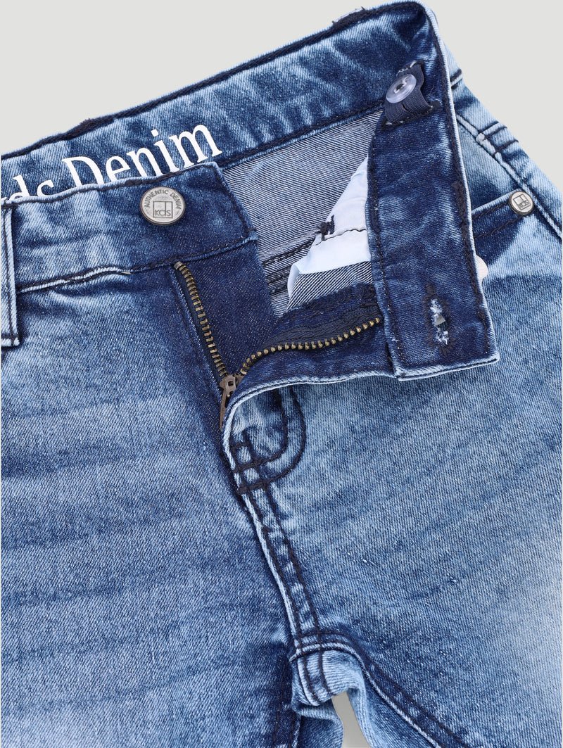 Pre-Boys Abrasion Acid Denim - Blue