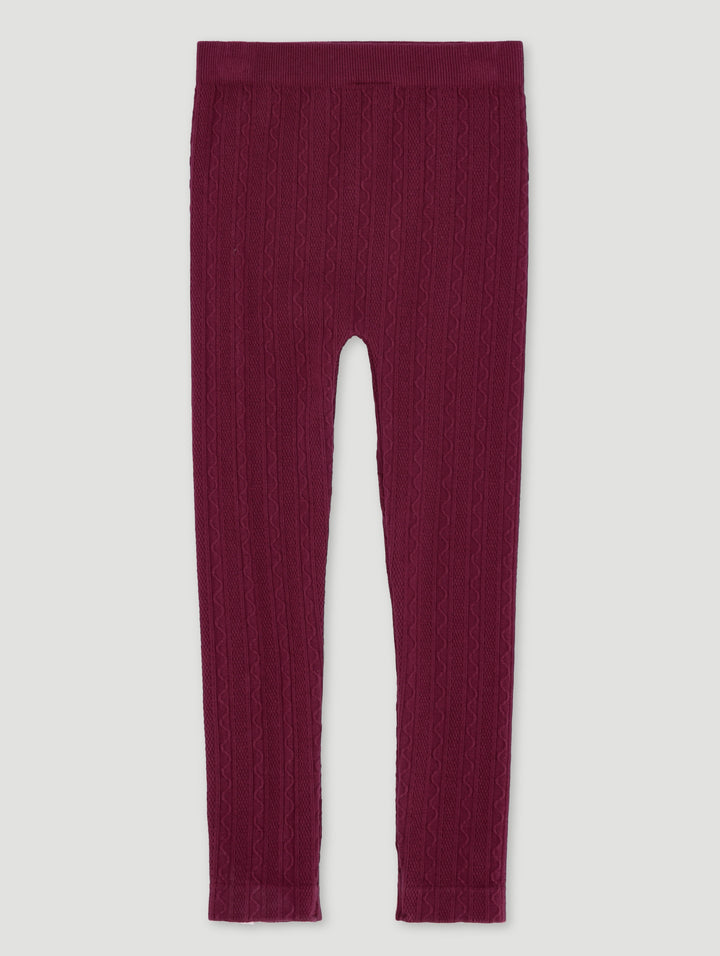 Pre-Girls Cable Knit Pant - Burgundy