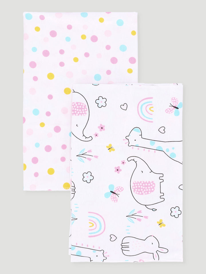 Baby Girls 2 Pack Bunny & Friends/Polka Dots Receiver - Pink