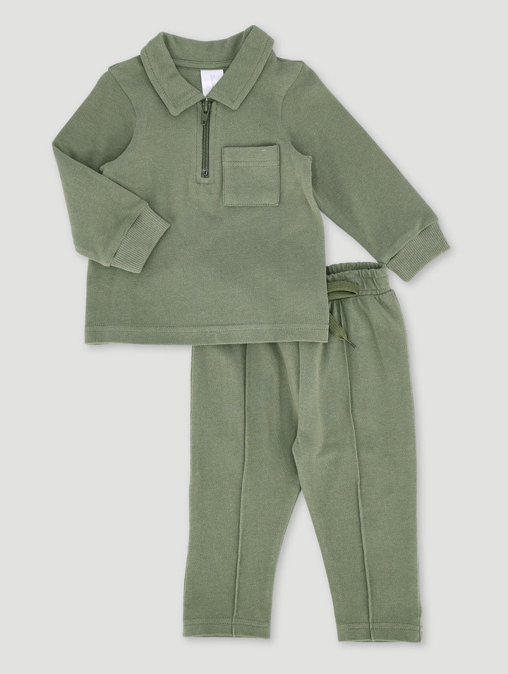 Baby Boys Pique Golfer Set - Fatigue