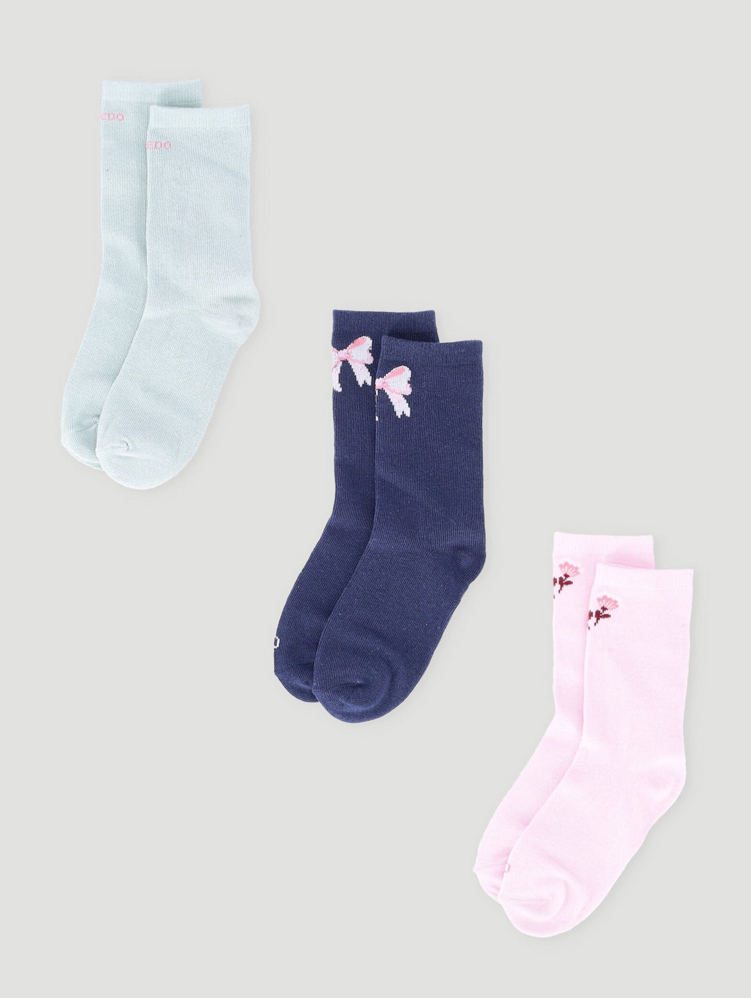 Keedo 3 Pack Girls Bow Cotton Sock