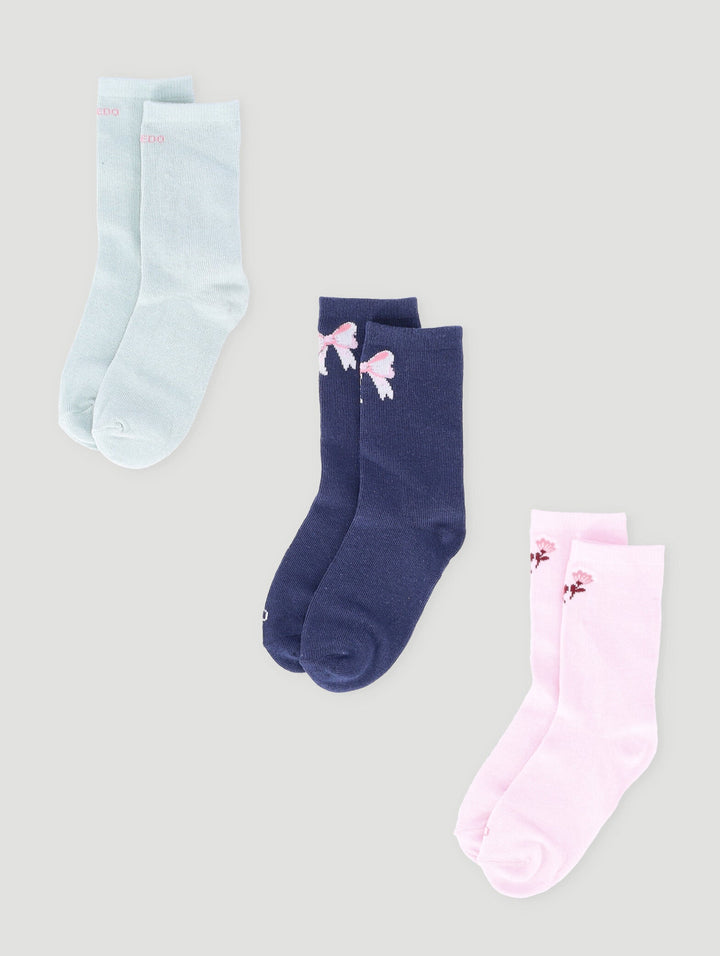 Keedo 3 Pack Girls Bow Cotton Sock