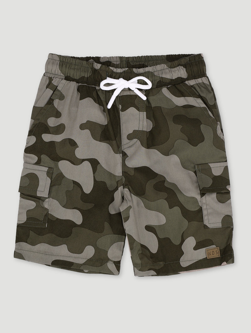 Pre-Boys Cargo Twill Short - Camo