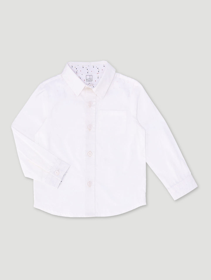 Pre-Boys Long Sleeve Contrast Formal Shirt - White