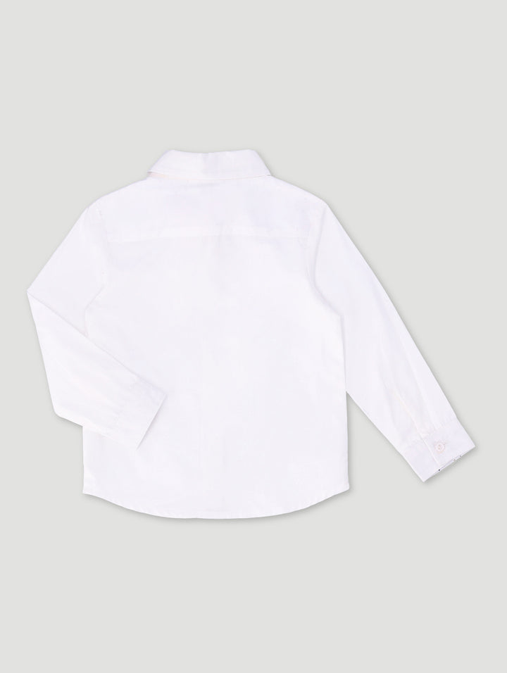 Pre-Boys Long Sleeve Contrast Formal Shirt - White