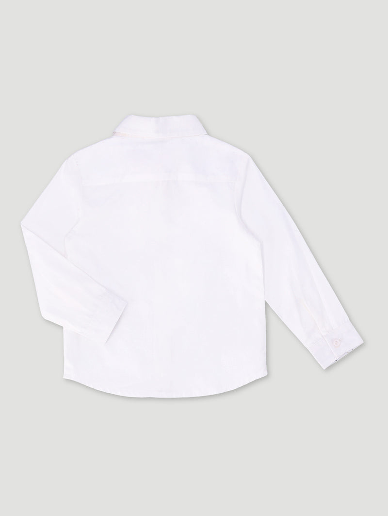 Pre-Boys Long Sleeve Contrast Formal Shirt - White