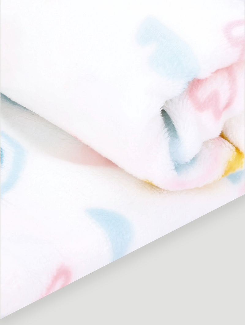 Baby Girls Coral Fleece Rainbow Blanket - White