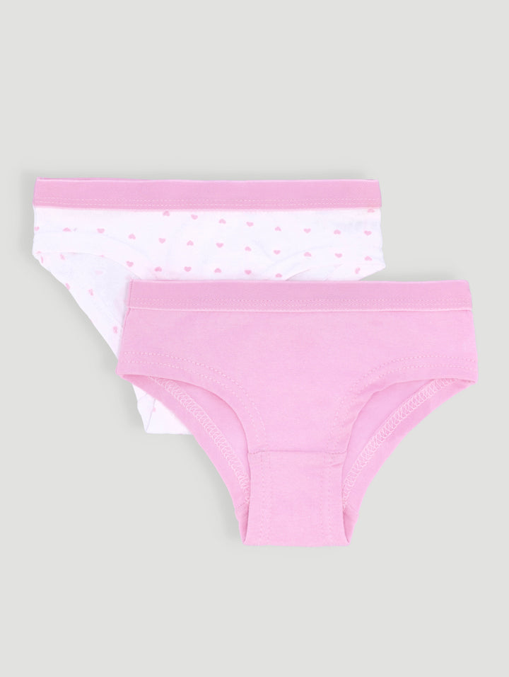 Pre-Girls 2 Pack Hearts Cotton Boyleg Panties - Pink