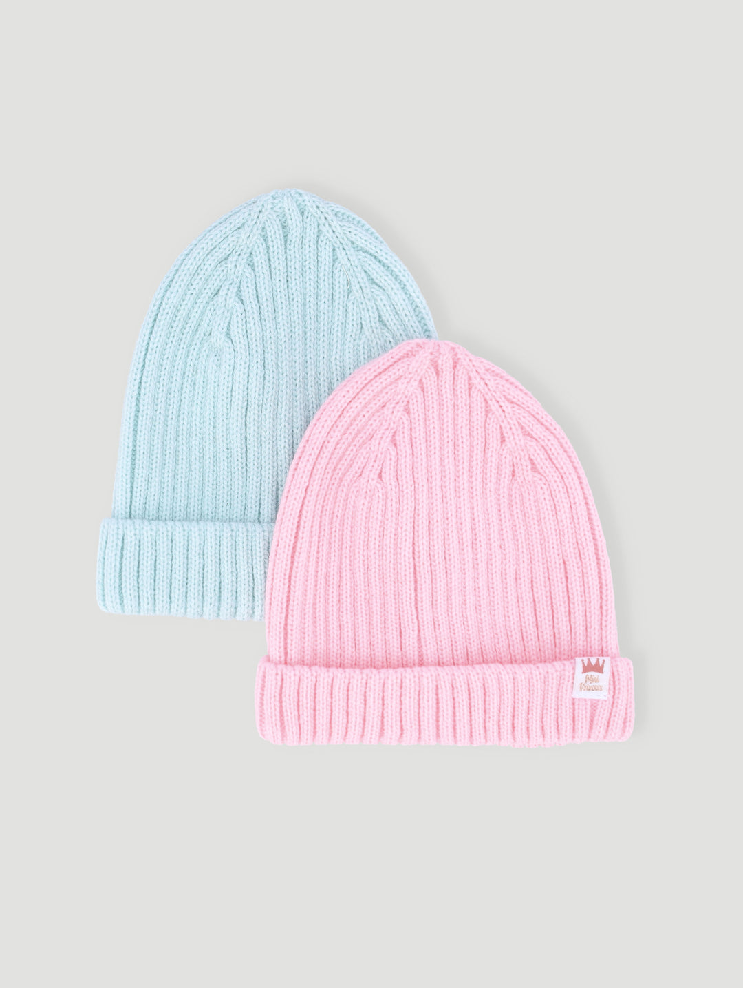 Baby Girls 2 Pack Mini Princess Beanie - Sage/Pink