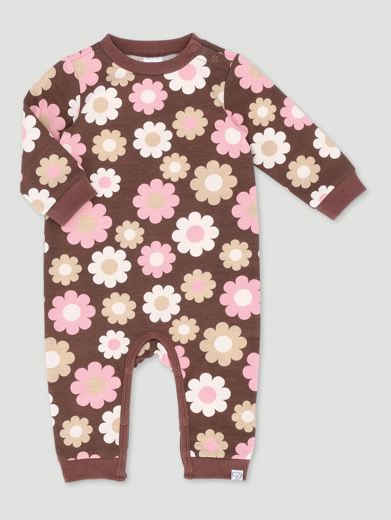 Baby Girls Flower Sleepsuit - Brown