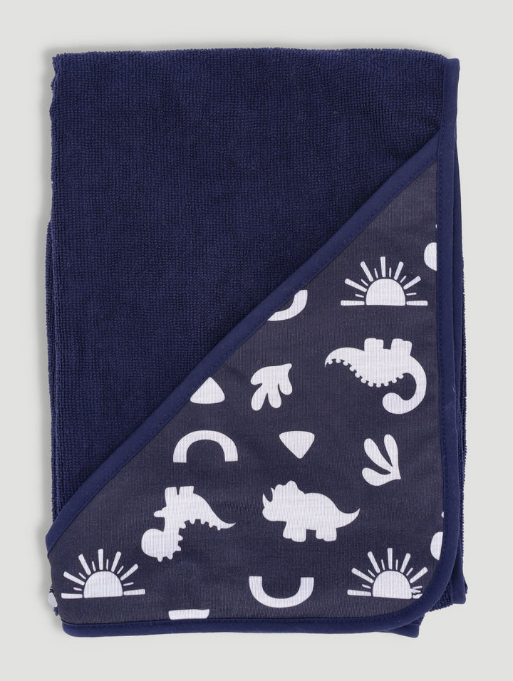 Baby Boys Dino Hooded Towel - Navy