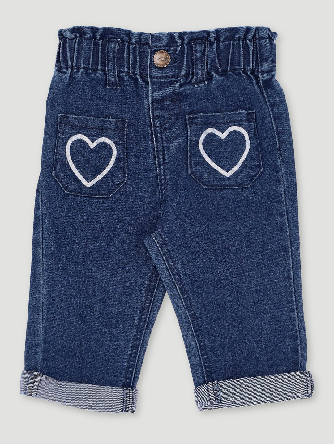 Baby Girls Hearts Denim - Mid Denim