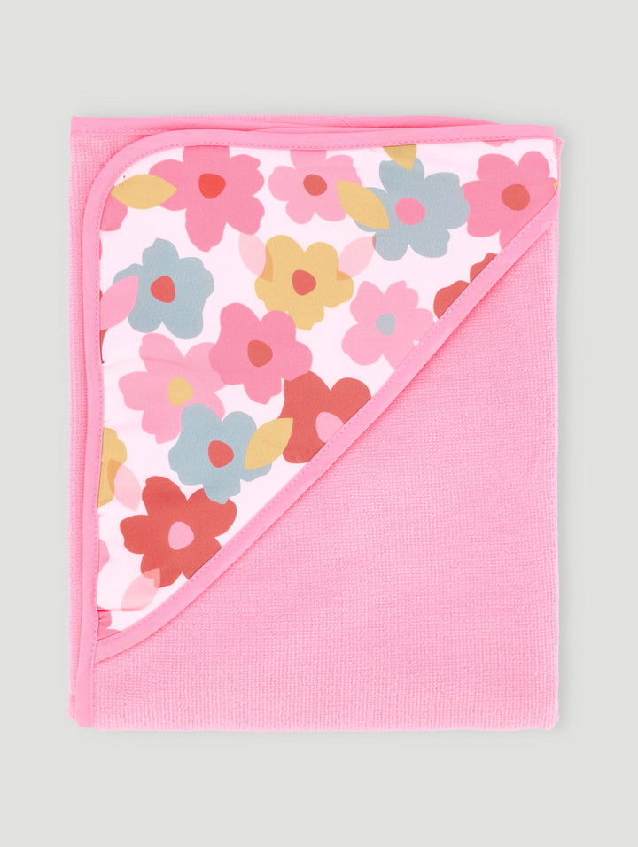 Baby Girls Floral Hooded Towel - Pink
