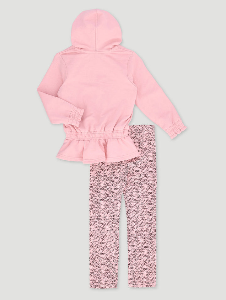 Pre-Girls Peplum Hoody & Leggings Set - Pink