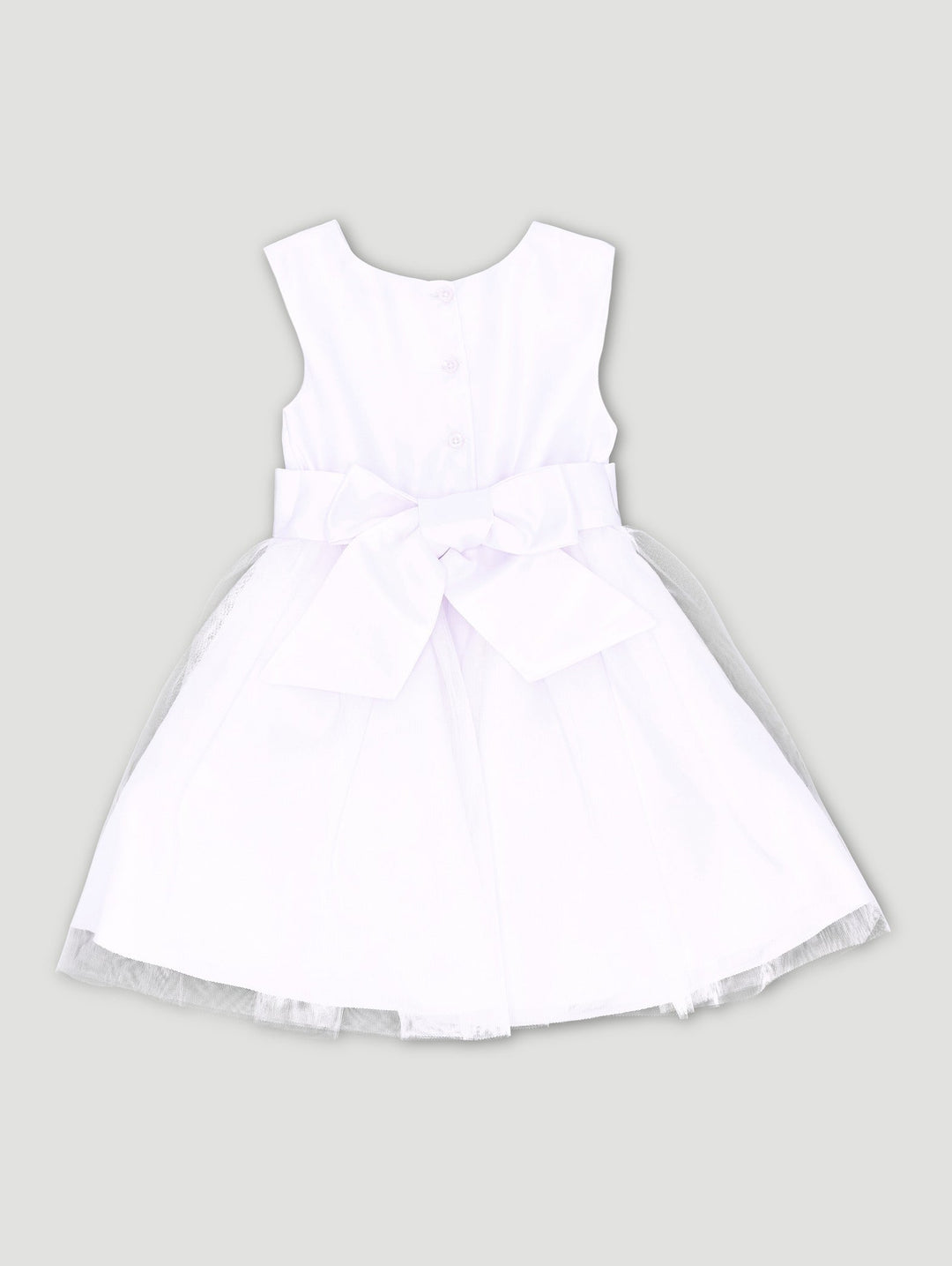 Keedo Girls Premium Satin & Tulle Dress - White
