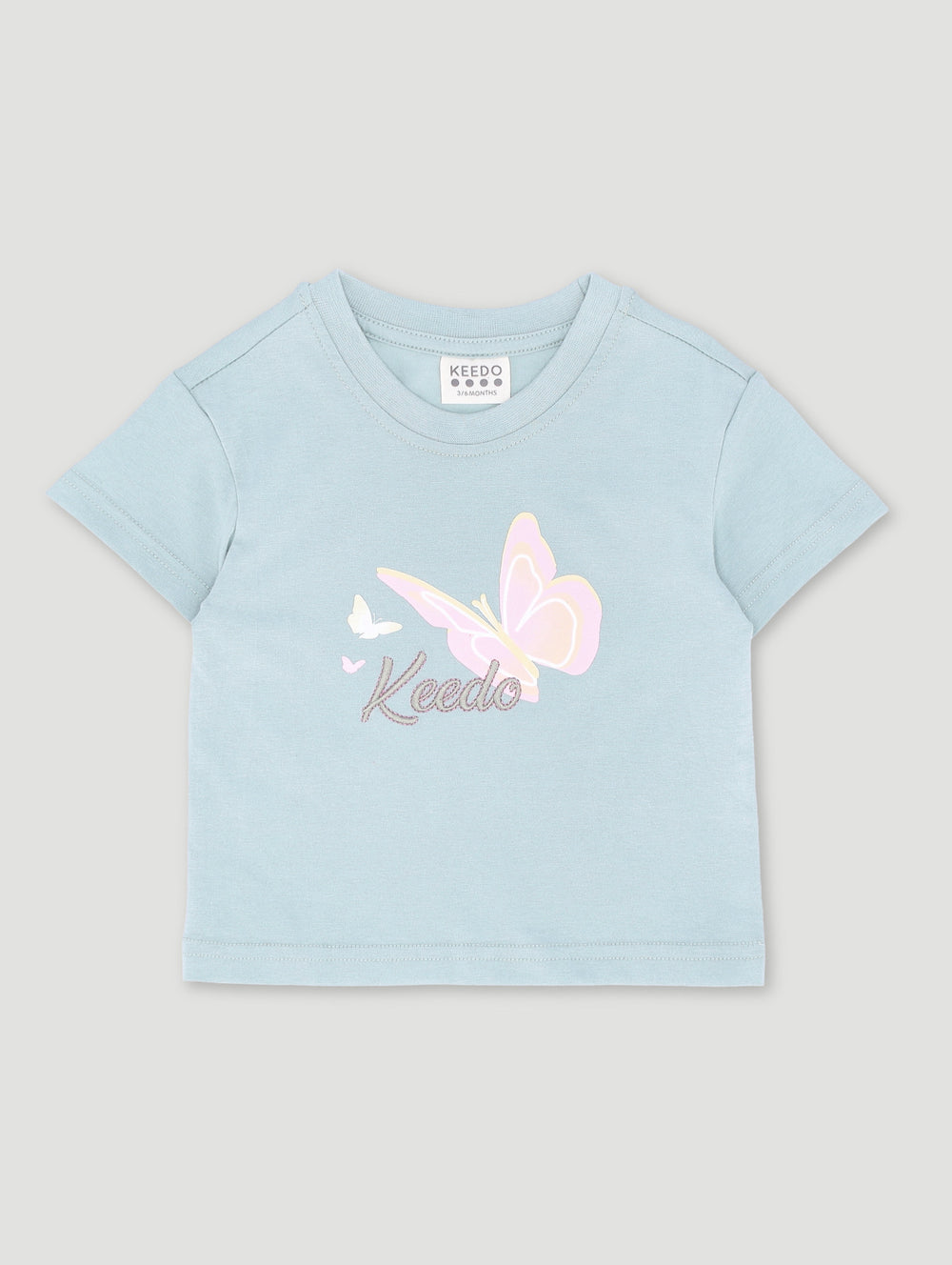 Keedo Baby Girls Butterfly & Lurex Embroidered Top - Sage