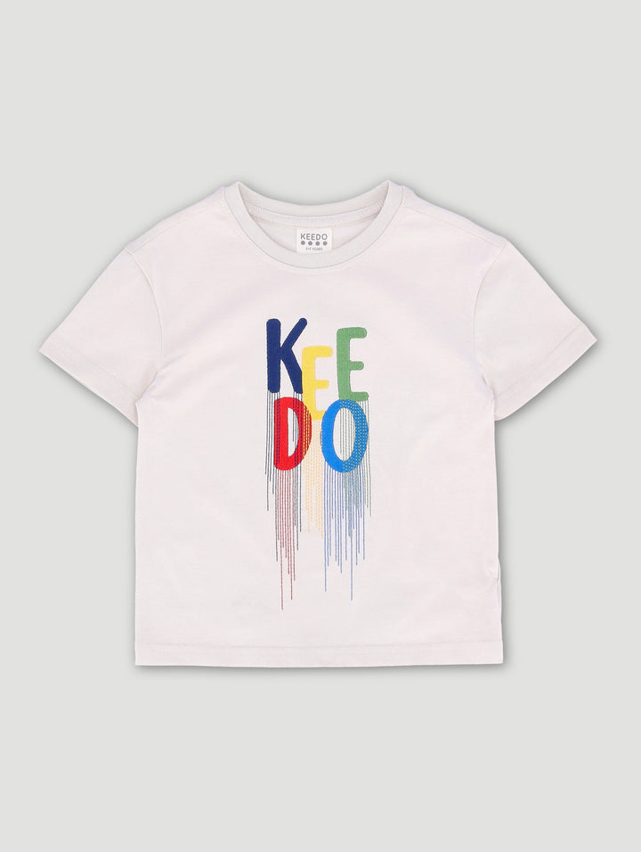 Keedo Pre-Boys Drip Logo Tee - Stone