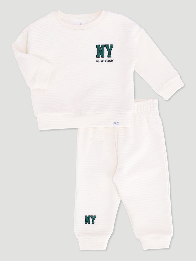 Baby Boys Bubble Quilt New York Set - Cream