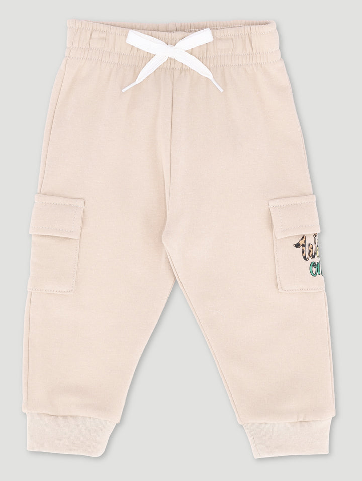 Baby Boys Wild One Fleece Bottom - Stone