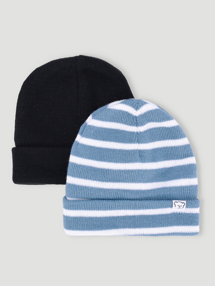 Baby Boys 2 Pack Beanie - Blue