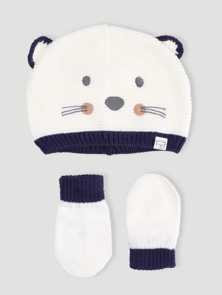 Baby Boys Beanie - Cream/Navy