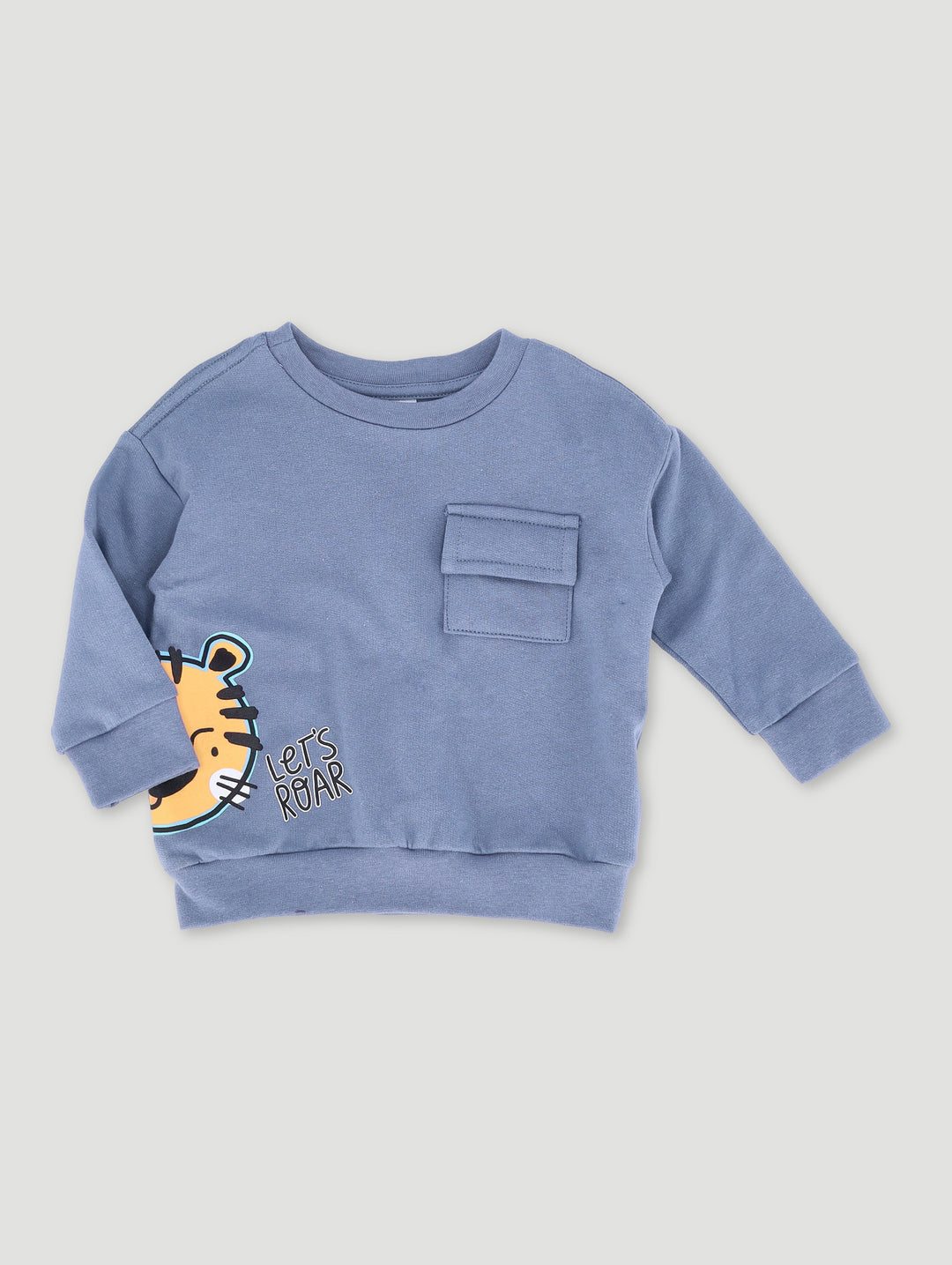 Baby Boys Lets Roar Fleece Top - Smokey Blue