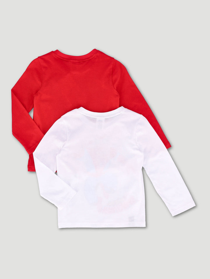 Pre-Boys 2 Pack Spiderman Long Sleeve Tees - White/Red