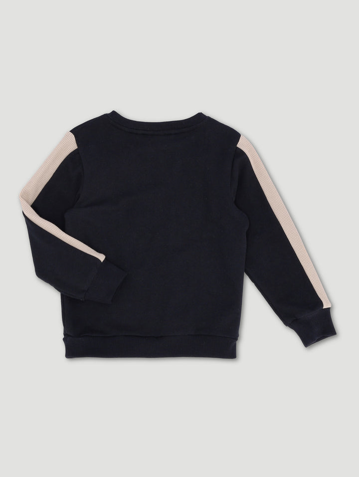 Pre-Boys Spiderman Waffle Crew Top - Black/Beige