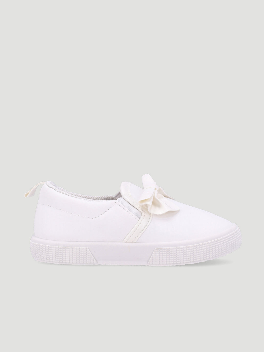 Baby Girls Pu Slip On With Bow - White