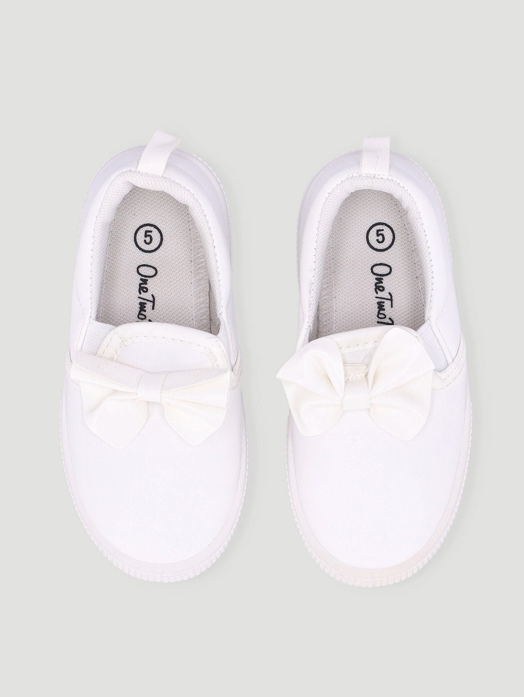 Baby Girls Pu Slip On With Bow - White