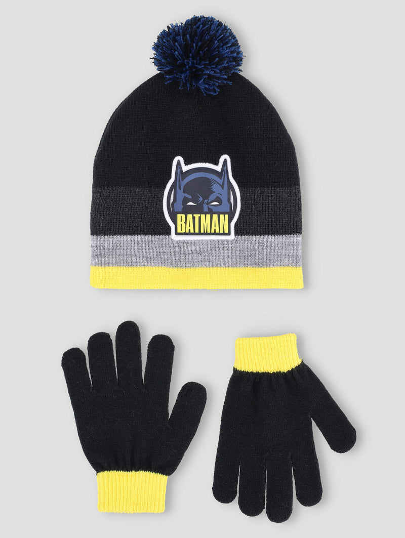 2 Pack Batman Beanie & Gloves Set - Black