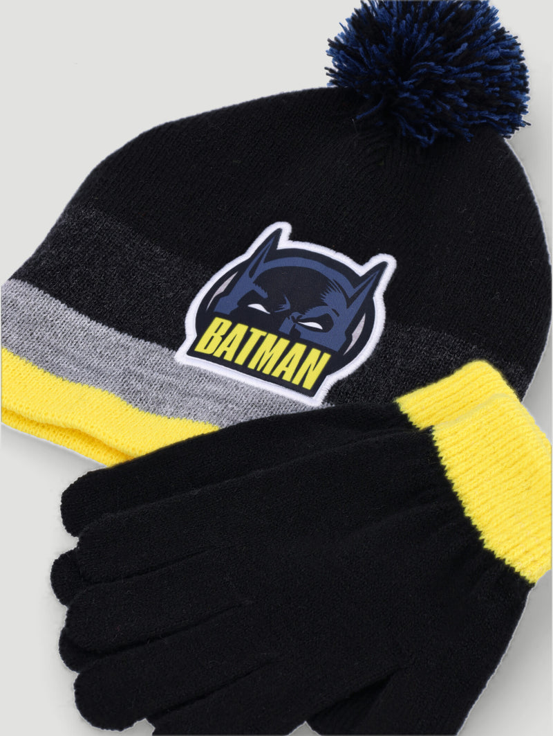 2 Pack Batman Beanie & Gloves Set - Black