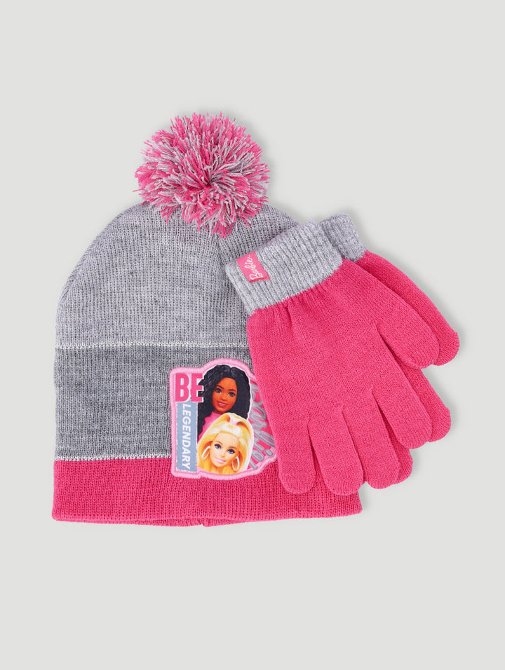 Pre-Girls Barbie Beanie & Glove Set - Pink