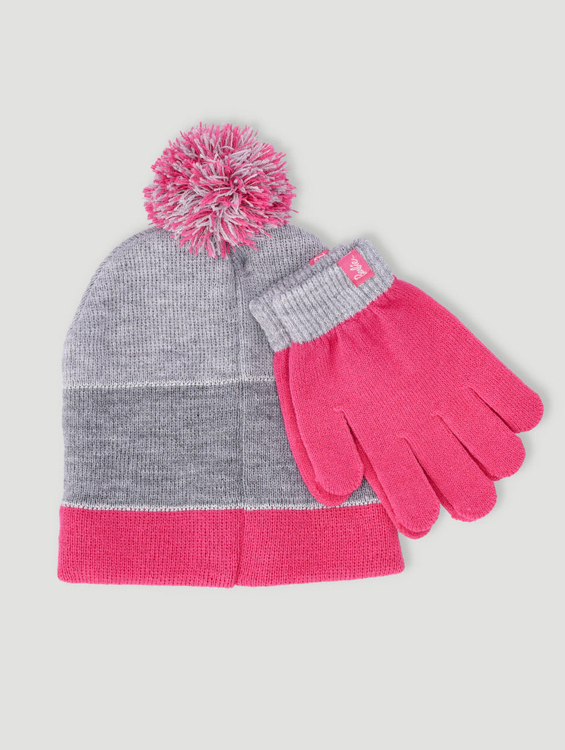 Pre-Girls Barbie Beanie & Glove Set - Pink
