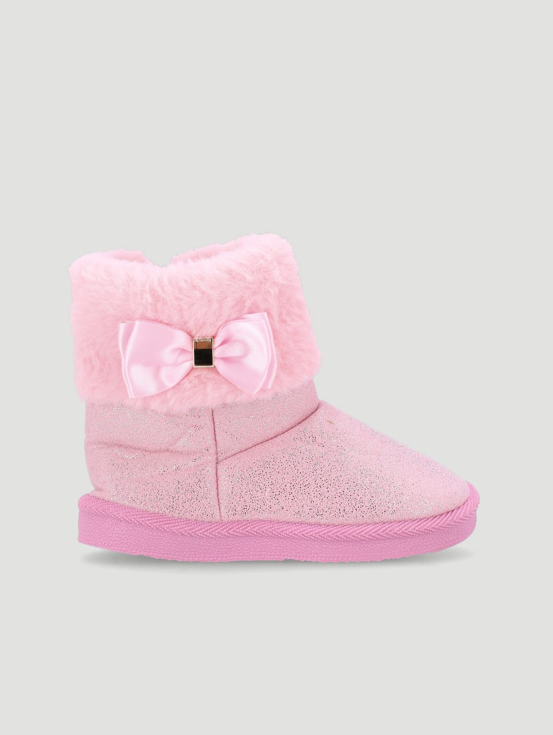 Pre-Girls Bow Trim Boot Slipper - Pink