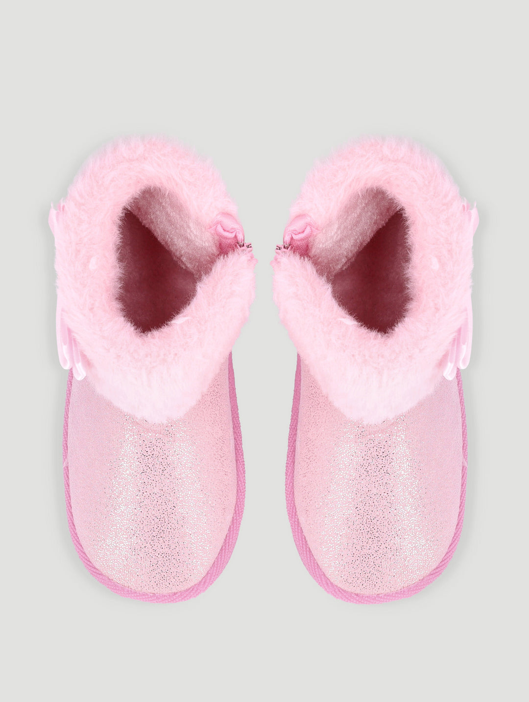 Pre-Girls Bow Trim Boot Slipper - Pink
