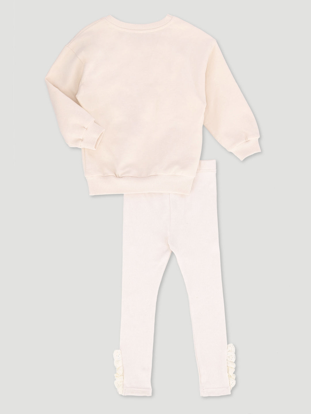 Pre-Girls Butterfly Applique Fleece & Rib Set - Cream