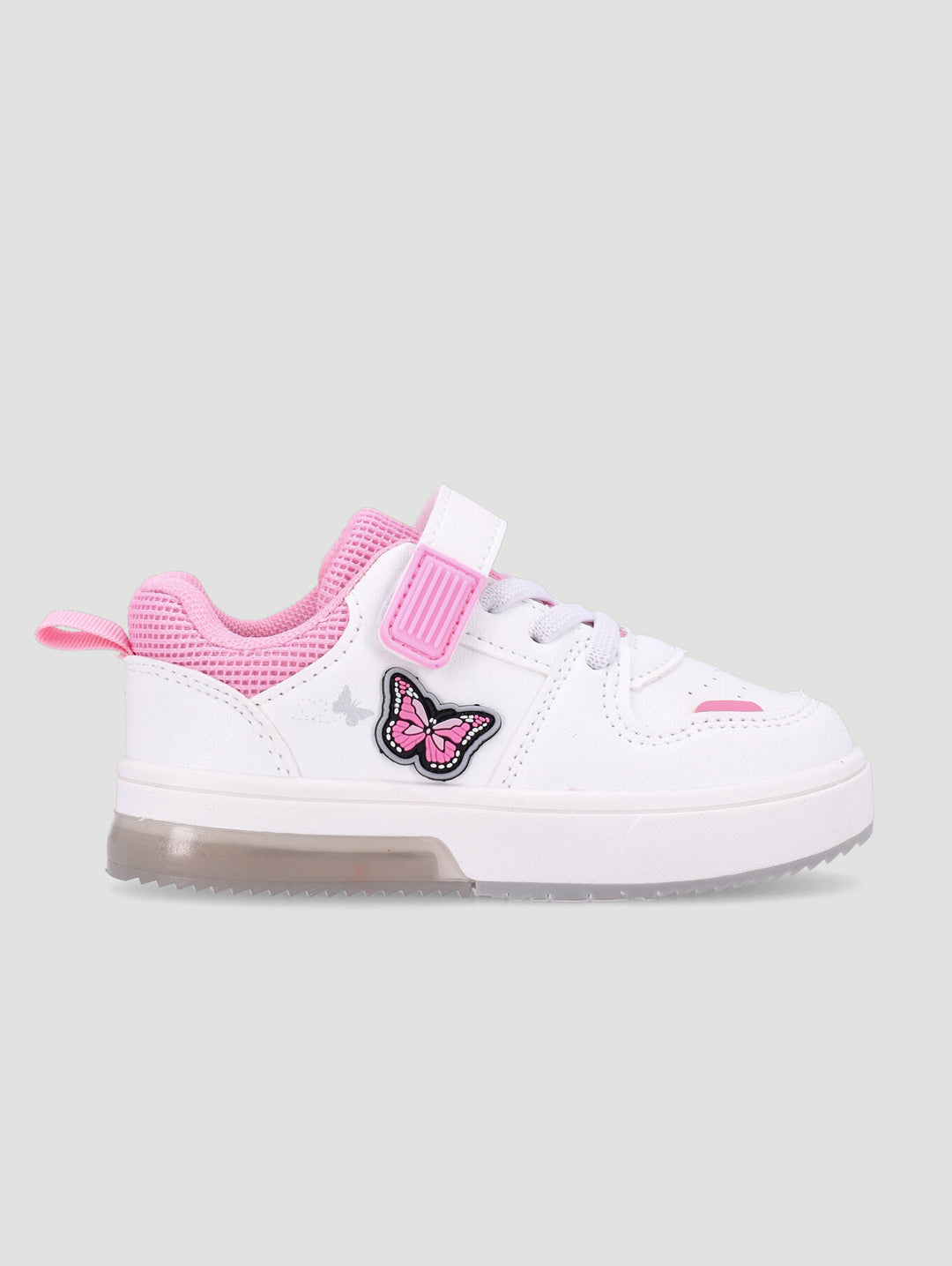 Pre-Girls Butterfly Low Light Up Sneaker - White/Pink