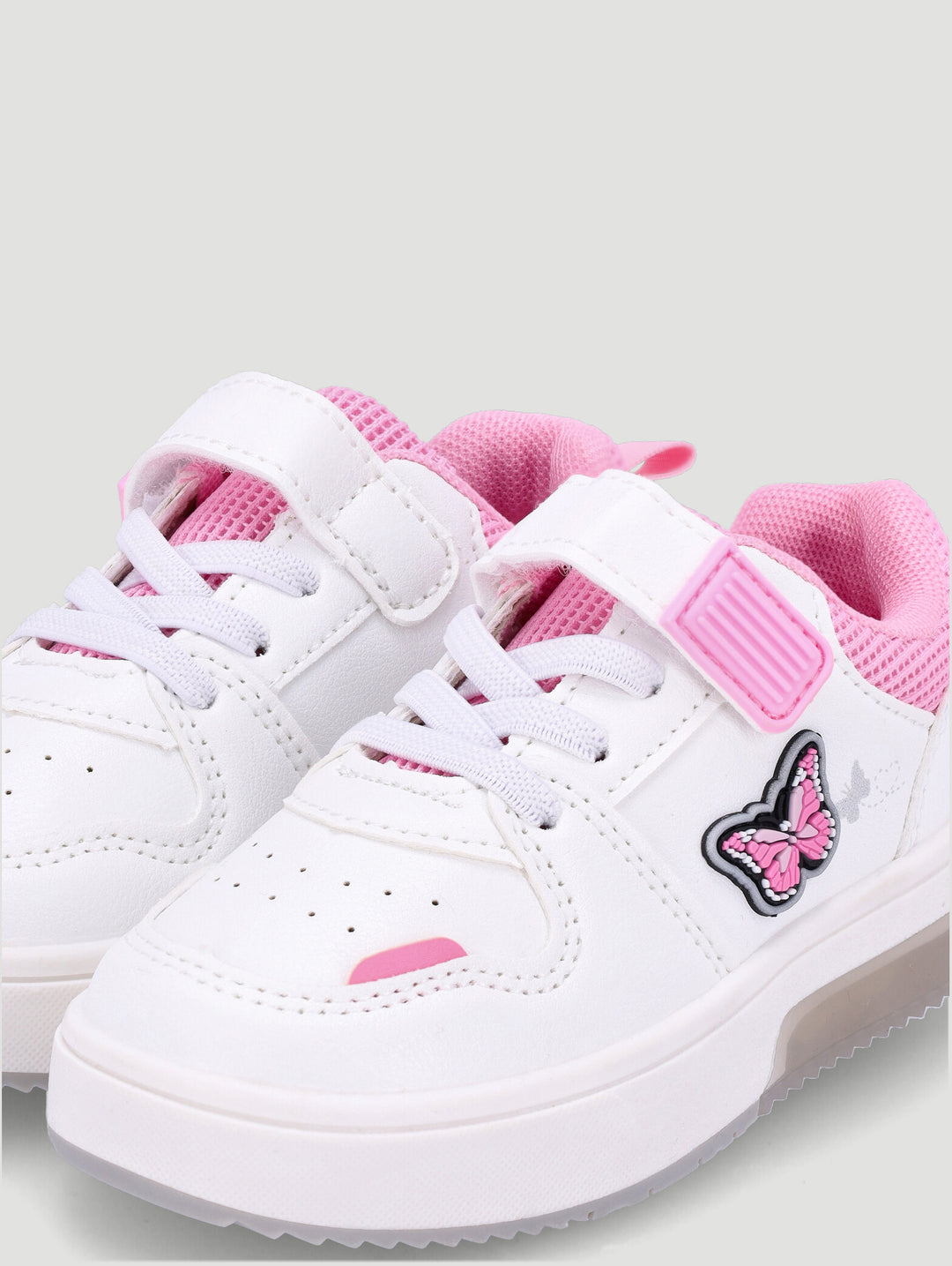 Pre-Girls Butterfly Low Light Up Sneaker - White/Pink