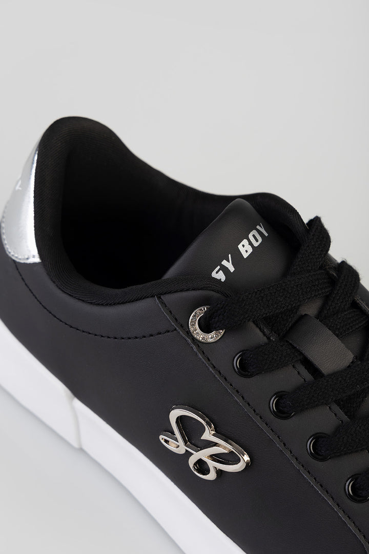 Classic Lace Up Logo Hardward Sneaker - Black