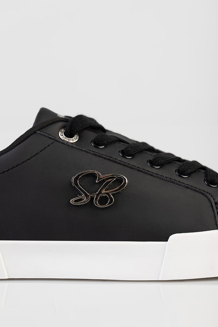 Classic Lace Up Logo Hardward Sneaker - Black